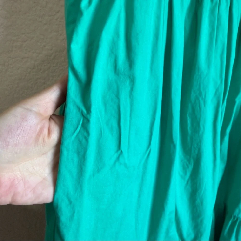 J.Crew Green Sleeveless Ruffles Tiered Poplin Midi A-Line Tank Dress Size 4